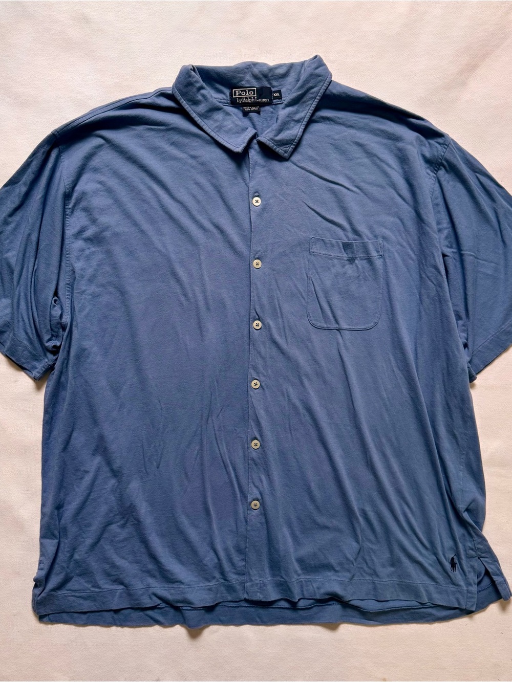 Polo Ralph Lauren Vintage Boxy Short-Sleeve Button Down Shirt in Slate Blue